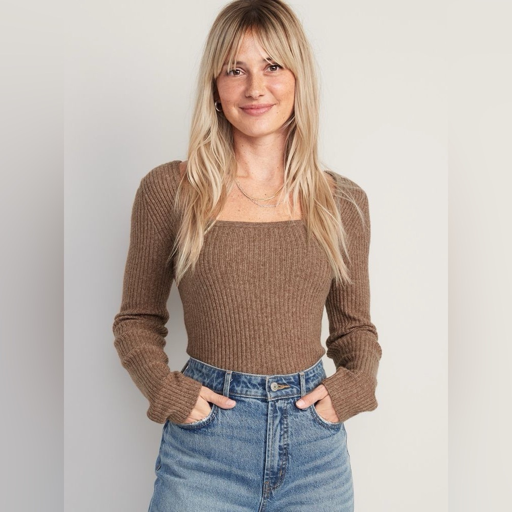 Old Navy fitted heather square neck sweater